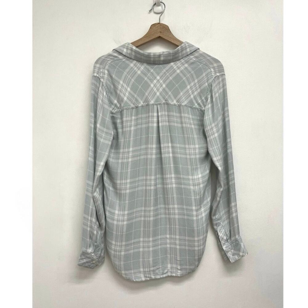 NWOT Rails Hunter Flannel Pastel Plaid Soft Rayon Button-Down Shirt Seafoam XS - Picture 4 of 12